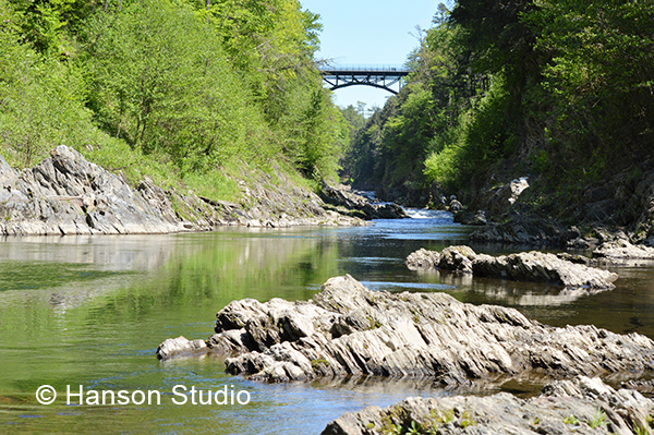 Quechee, VT - Quechee Gorge Bridge with Ledges - Horizontal